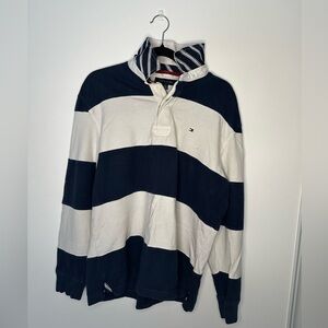 Tommy Hilfiger Oversized Striped Rugby - Navy & White